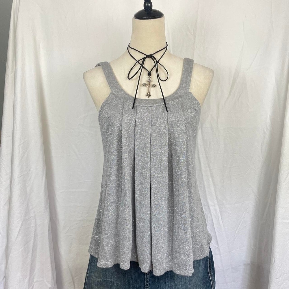 Vintage Y2K Jenifer Lopez grey sparkly flowy going out top - Picture 4 of 7